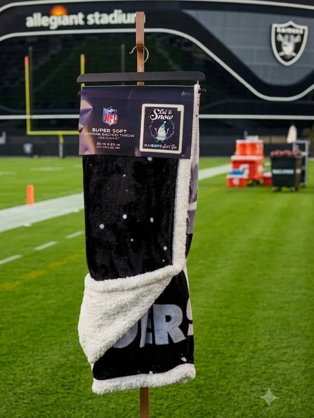 NFL Raiders Sherpa Throw Blanket - Black & White